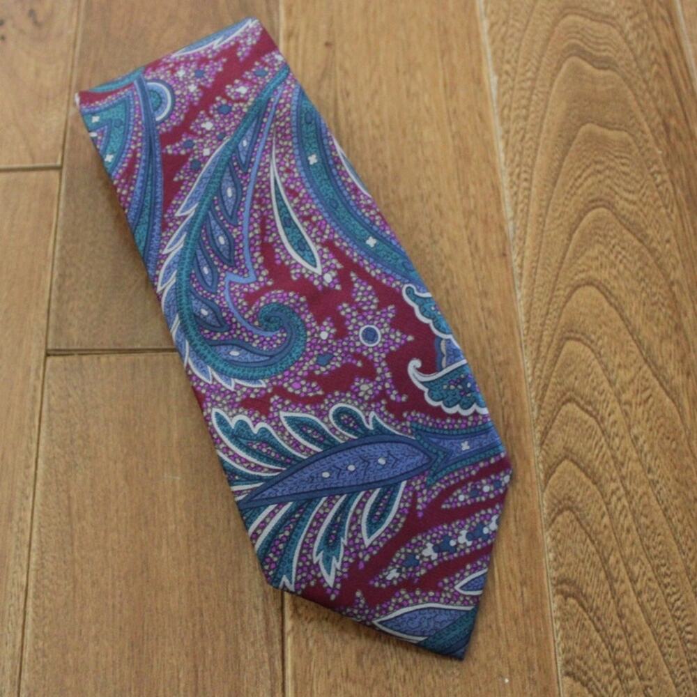 Christian Dior Vintage Paisley‎ Printed Silk Neck Tie